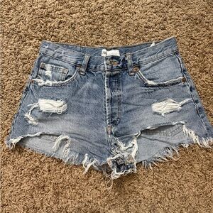 Zara Distressed Light Blue Denim Cutoff Shorts